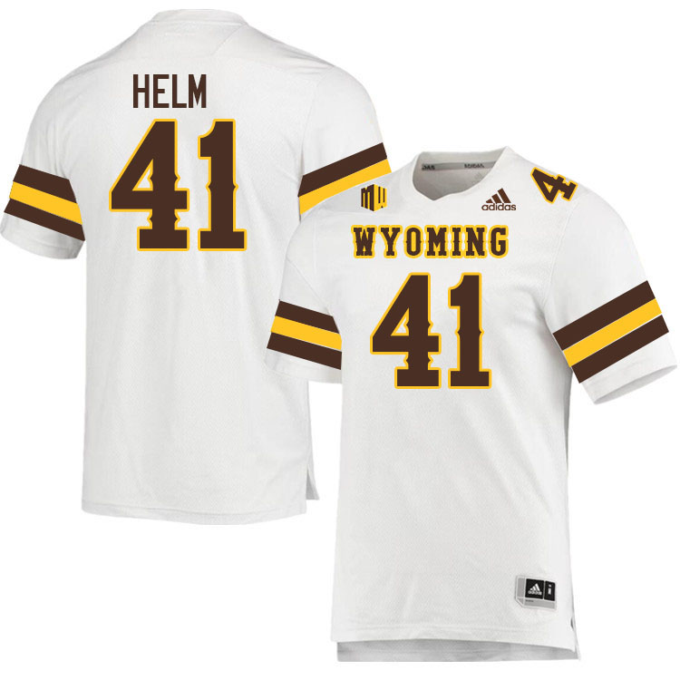 Wyoming Cowboys #41 Gavyn Helm College Football Jerseys Stitched-White